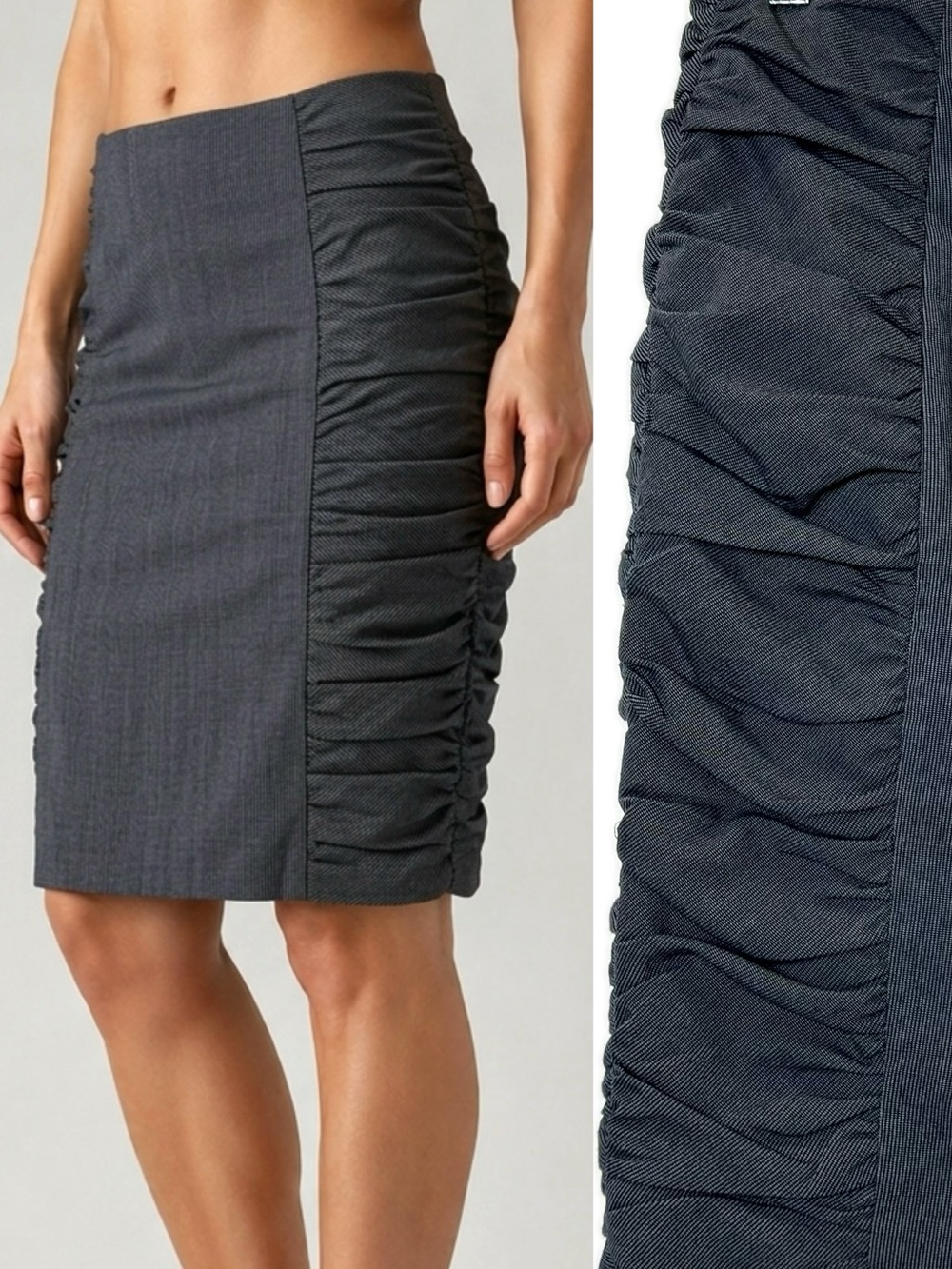 Cartonnier Anthropologie Alluring Sway Pencil Skirt Size 4 Ruched Knee Length